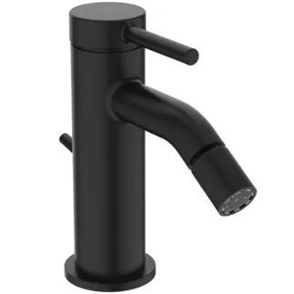 IDEAL STANDARD CERALINE NUOVO - Bidet Armatur 48x152x165 mm, 105 mm vertikaler Abstand bis Mitte Auslauf in schwarz, 4 l/min (3 bar), mit Ablaufgarnitur - EasyFix, Vandalismussicher #BD765XG - Silk Black