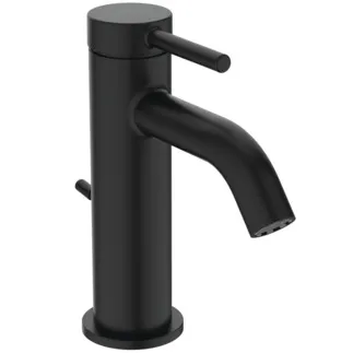 IDEAL STANDARD CERALINE NUOVO - Waschtischarmatur 48x136x156 mm, 90 mm vertikaler Abstand bis Mitte Auslauf in schwarz, 3.8 l/min (3 bar), mit Ablaufgarnitur - EasyFix, Verdeckter Strahlregler, BlueStart, Vandalismussicher #BD758XG - Silk Black
