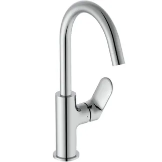 IDEAL STANDARD CERALIFE O - Waschtischarmatur 93x201x301 mm, 174 mm vertikaler Abstand bis Mitte Auslauf in chrom, 3.8 l/min (3 bar), mit Ablaufgarnitur - EasyFix, Strahlregler, FirmaFlow, SmartShine Oberfläche #BE016AA - Chrom