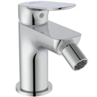 IDEAL STANDARD CERALIFE O - Bidet Armatur 48x123.5x126 mm, 95 mm vertikaler Abstand bis Mitte Auslauf in chrom, 3.8 l/min (3 bar), mit Ablaufgarnitur - EasyFix, Strahlregler, Einstellbarer Auslauf, BlueStart, FirmaFlow, SmartShine Oberfläche #BE021AA - Chrom