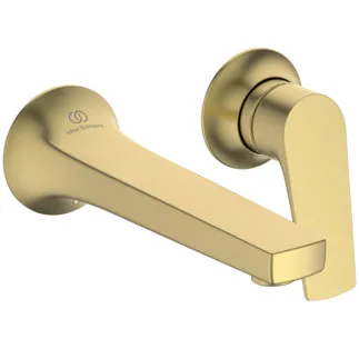 IDEAL STANDARD LDV - Wand-Waschtischarmatur 172x176x109 mm, 160 mm vertikaler Abstand bis Mitte Auslauf in brushed gold, Kit 1 required (A1313), 3.8 l/min (3 bar), ohne Ablaufgarnitur - Strahlregler, FirmaFlow, PVD Technologie #BD956A2 - Brushed Gold