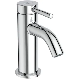 IDEAL STANDARD CERALINE NUOVO - Waschtischarmatur 48x121.5x156 mm, 90 mm vertikaler Abstand bis Mitte Auslauf in chrom, 3.8 l/min (3 bar), mit Ablaufgarnitur - Strahlregler, Verdeckter Strahlregler, BlueStart, SmartShine Oberfläche #BD958AA - Chrom