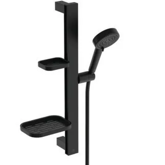 IDEAL STANDARD IDEALRAIN ALU+ - Brausekombination mit Brausestange 345x145.5x600 mm in schwarz - Strahlregler, Variable Strahlarten, Breite Brause #BE226XG - Silk Black