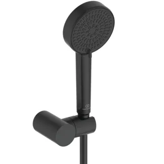 IDEAL STANDARD IDEALRAIN - Brausekombination ohne Brausestange 130x306x270 mm in schwarz, 8 l/min (3 bar) - Variable Strahlarten, Durchflussbegrenzer, Breite Brause #BE153XG - Silk Black