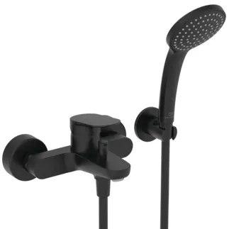 IDEAL STANDARD CERALIFE O - Bade- Brausearmatur Set 233x172x115 mm, 156 mm vertikaler Abstand bis Mitte Auslauf in schwarz, 8 l/min (3 bar) - Strahlregler, FirmaFlow #BE115XG - Silk Black