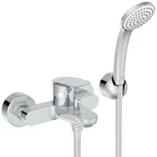 IDEAL STANDARD CERALIFE O - Bade- Brausearmatur Set 233x177x115 mm, 156 mm vertikaler Abstand bis Mitte Auslauf in chrom, 20.0 l/min (3 bar) - Strahlregler, FirmaFlow, SmartShine Oberfläche #BE115AA - Chrom