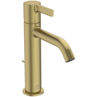 IDEAL STANDARD JOY - Waschtischarmatur 48x187x207 mm, 135 mm vertikaler Abstand bis Mitte Auslauf in brushed gold, 3.8 l/min (3 bar), mit Ablaufgarnitur - Strahlregler, Verdeckter Strahlregler, FirmaFlow, PVD Technologie #BE278A2 - Brushed Gold