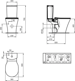 IDEAL STANDARD CONNECT AIR - Stand-WC für Kombination (rückseitig offen) 360x665x400 mm in weiß glänzend, horizontaler Ablauf - Spültechnologie AquaBlade #E009701 - Weiß (Alpin), Bild 6