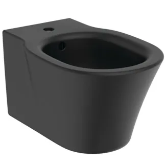 IDEAL STANDARD CONNECT AIR - Wand-Bidet 360x540x295 mm in schwarz seidenmatt, 1 Hahnloch, mit Überlauf #E0266V3 - Schwarz
