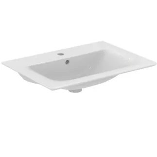 IDEAL STANDARD CONNECT AIR - Möbelwaschtisch 640x460x165 mm in weiß glänzend, 1 Hahnloch, mit Überlauf #E028901 - Weiß (Alpin)