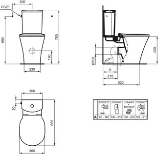 IDEAL STANDARD CONNECT AIR - Stand-WC für Kombination 360x650x400 mm in weiß, horizontaler Ablauf - Spültechnologie AquaBlade, IdealPlus #E0137MA - Weiß (Alpin) mit Ideal Plus, Bild 7