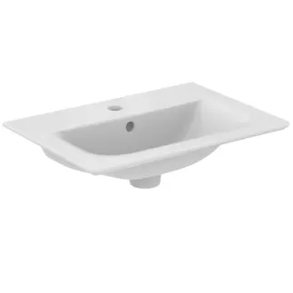 IDEAL STANDARD CONNECT AIR - Möbelwaschtisch 540x380x155 mm in weiß glänzend, 1 Hahnloch, mit Überlauf - Platzsparender Waschtisch #E029601 - Weiß (Alpin)