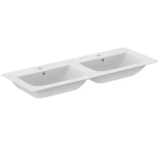 IDEAL STANDARD CONNECT AIR - Doppel- Möbelwaschtisch 1240x460x165 mm in weiß, 2 Hahnlöcher, mit Überlauf - IdealPlus #E0273MA - Weiß (Alpin) mit Ideal Plus