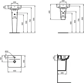 IDEAL STANDARD CONNECT AIR - Wandsäule 180x255x340 mm in weiß - IdealPlus #E0345MA - Weiß (Alpin) mit Ideal Plus, Bild 6