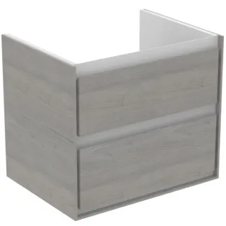 IDEAL STANDARD C.AIR - Waschtisch-Unterschrank 600x440x517 mm in eiche grau dekor / weiß matt, 2 Schubladen - SoftClosing, Vormontiert #E0818PS - Eiche grau Dekor / weiß matt