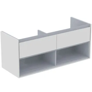 IDEAL STANDARD C.AIR - Waschtisch-Unterschrank 1200x440x517 mm in weiß glänzend / hellgrau matt, 2 Schubladen - SoftClosing, Vormontiert #E0829KN - Weiß glänzend / hellgrau matt