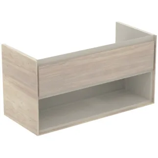 IDEAL STANDARD C.AIR - Waschtisch-Unterschrank 1000x440x517 mm in pinie hell dekor, 1 Schublade - SoftClosing, Vormontiert #E0828UK - Pinie hell Dekor/ braun matt