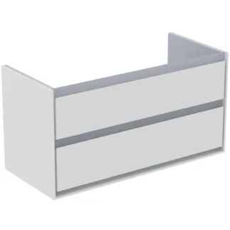 IDEAL STANDARD C.AIR - Waschtisch-Unterschrank 1000x440x517 mm in weiß glänzend / hellgrau matt, 2 Schubladen - SoftClosing, Vormontiert #E0821KN - Weiß glänzend / hellgrau matt