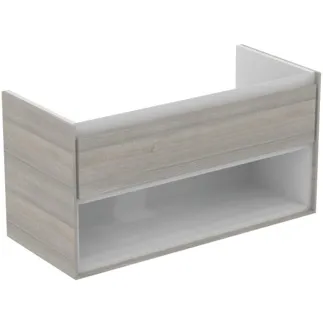 IDEAL STANDARD C.AIR - Waschtisch-Unterschrank 1000x440x517 mm in eiche grau dekor / weiß matt, 1 Schublade - SoftClosing, Vormontiert #E0828PS - Eiche grau Dekor / weiß matt
