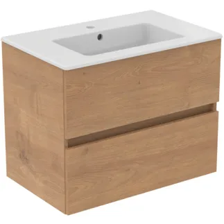IDEAL STANDARD EUROVIT+ - Möbelpaket 710x450x565 mm in Hamilton eiche, 1 Hahnloch, mit Überlauf, 2 Schubladen - Grifflos, SoftClosing #R0573Y8 - Hamilton eiche