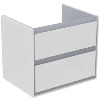 IDEAL STANDARD C.AIR - Waschtisch-Unterschrank 600x440x517 mm in weiß glänzend / hellgrau matt, 2 Schubladen - SoftClosing, Vormontiert #E0818KN - Weiß glänzend / hellgrau matt