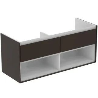 IDEAL STANDARD C.AIR - Waschtisch-Unterschrank 1200x440x517 mm in braun matt / weiß matt, 2 Schubladen - SoftClosing, Vormontiert #E0829VY - Braun matt / weiß matt