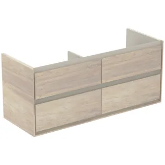 IDEAL STANDARD C.AIR - Waschtisch-Unterschrank 1200x440x517 mm in pinie hell dekor, 4 Schubladen - SoftClosing, Vormontiert #E0822UK - Pinie hell Dekor/ braun matt