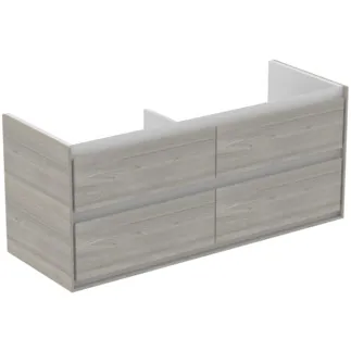 IDEAL STANDARD C.AIR - Waschtisch-Unterschrank 1200x440x517 mm in eiche grau dekor / weiß matt, 4 Schubladen - SoftClosing, Vormontiert #E0822PS - Eiche grau Dekor / weiß matt