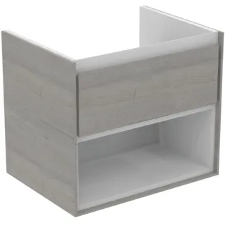 IDEAL STANDARD C.AIR - Waschtisch-Unterschrank 600x440x517 mm in eiche grau dekor / weiß matt, 1 Schublade - SoftClosing, Vormontiert #E0826PS - Eiche grau Dekor / weiß matt