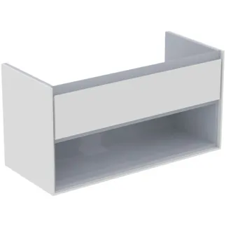 IDEAL STANDARD C.AIR - Waschtisch-Unterschrank 1000x440x517 mm in weiß glänzend / hellgrau matt, 1 Schublade - SoftClosing, Vormontiert #E0828KN - Weiß glänzend / hellgrau matt