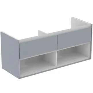 IDEAL STANDARD C.AIR - Waschtisch-Unterschrank 1200x440x517 mm in hellgrau glänzend /weiß matt, 2 Schubladen - SoftClosing, Vormontiert #E0829EQ - Hellgrau glänzend / weiß matt