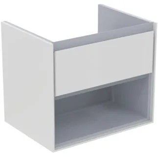 IDEAL STANDARD C.AIR - Waschtisch-Unterschrank 600x440x517 mm in weiß glänzend / hellgrau matt, 1 Schublade - SoftClosing, Vormontiert #E0826KN - Weiß glänzend / hellgrau matt