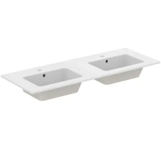IDEAL STANDARD EUROVIT - Doppel- Möbelwaschtisch 1215x455x155 mm in weiß glänzend, 2 Hahnlöcher, mit Überlauf #E053401 - Weiß (Alpin)