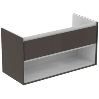 IDEAL STANDARD C.AIR - Waschtisch-Unterschrank 1000x440x517 mm in braun matt / weiß matt, 1 Schublade - SoftClosing, Vormontiert #E0828VY - Braun matt / weiß matt