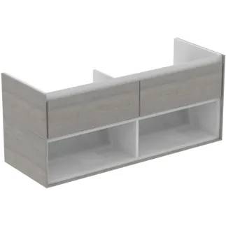 IDEAL STANDARD C.AIR - Waschtisch-Unterschrank 1200x440x517 mm in eiche grau dekor / weiß matt, 2 Schubladen - SoftClosing, Vormontiert #E0829PS - Eiche grau Dekor / weiß matt