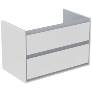 IDEAL STANDARD C.AIR - Waschtisch-Unterschrank 800x440x517 mm in weiß glänzend / hellgrau matt, 2 Schubladen - SoftClosing, Vormontiert #E0819KN - Weiß glänzend / hellgrau matt