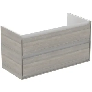 IDEAL STANDARD C.AIR - Waschtisch-Unterschrank 1000x440x517 mm in eiche grau dekor / weiß matt, 2 Schubladen - SoftClosing, Vormontiert #E0821PS - Eiche grau Dekor / weiß matt