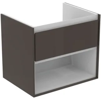 IDEAL STANDARD C.AIR - Waschtisch-Unterschrank 600x440x517 mm in braun matt / weiß matt, 1 Schublade - SoftClosing, Vormontiert #E0826VY - Braun matt / weiß matt