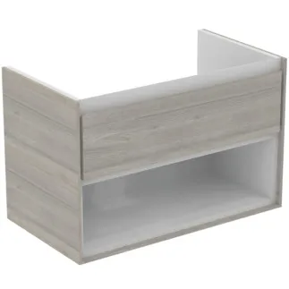 IDEAL STANDARD C.AIR - Waschtisch-Unterschrank 800x440x517 mm in eiche grau dekor / weiß matt, 1 Schublade - SoftClosing, Vormontiert #E0827PS - Eiche grau Dekor / weiß matt
