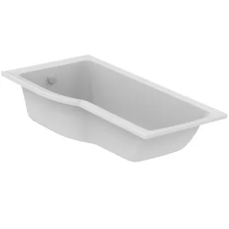 IDEAL STANDARD CONNECT AIR - Raumspar-Badewanne 1695x795x390 mm in weiß glänzend, ohne Hahnloch, mit Überlauf, ohne Ablaufgarnitur - Reinigungsmittelbeständig, Lichtbeständig #E113401 - Weiß (Alpin)
