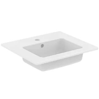 IDEAL STANDARD EUROVIT - Möbelwaschtisch 510x450x155 mm in weiß glänzend, 1 Hahnloch, mit Überlauf #E109901 - Weiß (Alpin)