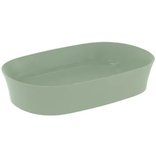 IDEAL STANDARD IPALYSS - Schale 600x380x120 mm in salbeigrün, ohne Hahnloch, ohne Überlauf - Diamatec, Platzsparender Waschtisch #E1396X9 - Salbeigrün
