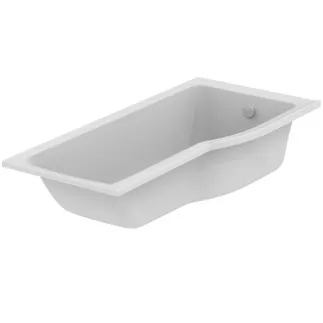 IDEAL STANDARD CONNECT AIR - Raumspar-Badewanne 1695x795x390 mm in weiß glänzend, ohne Hahnloch, mit Überlauf, ohne Ablaufgarnitur - Reinigungsmittelbeständig, Lichtbeständig #E113501 - Weiß (Alpin)