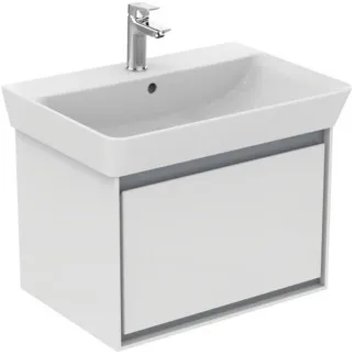 IDEAL STANDARD C.AIR - Waschtisch-Unterschrank 580x409x400 mm in weiß glänzend / hellgrau matt, 1 Schublade - SoftClosing, Vormontiert #E0847KN - Weiß glänzend / hellgrau matt