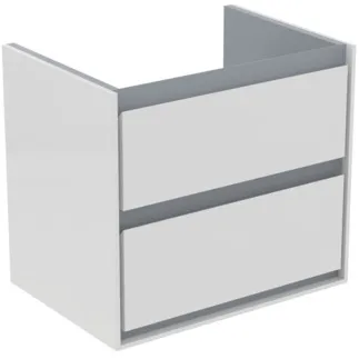 IDEAL STANDARD C.AIR - Waschtisch-Unterschrank 580x409x517 mm in weiß glänzend / hellgrau matt, 2 Schubladen - SoftClosing, Vormontiert #E1605KN - Weiß glänzend / hellgrau matt