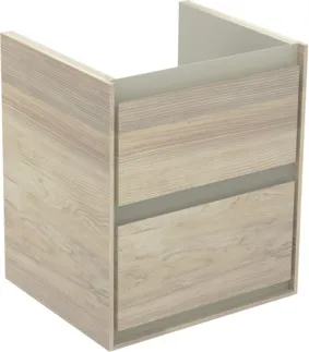 IDEAL STANDARD C.AIR - Waschtisch-Unterschrank 430x402x517 mm in pinie hell dekor, 2 Schubladen - SoftClosing, Vormontiert #E1608UK - Pinie hell Dekor/ braun matt