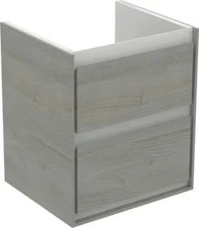 IDEAL STANDARD C.AIR - Waschtisch-Unterschrank 430x402x517 mm in eiche grau dekor / weiß matt, 2 Schubladen - SoftClosing, Vormontiert #E1608PS - Eiche grau Dekor / weiß matt