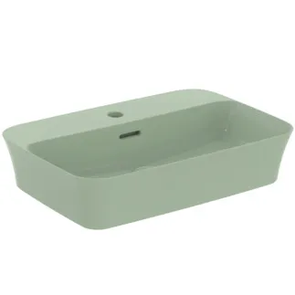 IDEAL STANDARD IPALYSS - Schale 550x380x145 mm in salbeigrün, 1 Hahnloch, mit Überlauf - Diamatec, Platzsparender Waschtisch #E2077X9 - Salbeigrün