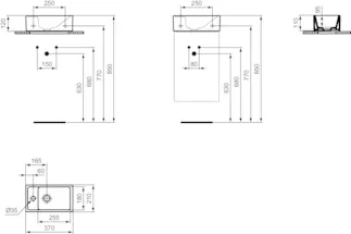 IDEAL STANDARD I.LIFE S - Handwaschbecken 370x210x120 mm in schwarz seidenmatt, 1 Hahnloch, ohne Überlauf - Platzsparender Waschtisch #E2113V3 - Schwarz, Bild 9