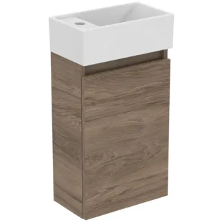 IDEAL STANDARD EUROVIT+ - Möbelpaket 370x210x670 mm in nussbaum geflammt, 1 Hahnloch, ohne Überlauf, 1 Tür - Grifflos, SoftClosing #R0570Y9 - nussbaum geflammt